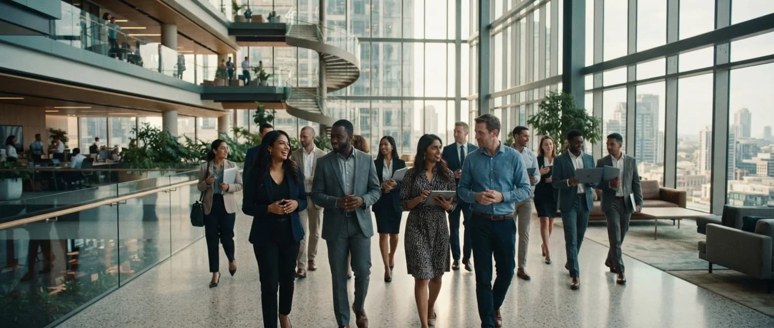 Prisaga workforce professionals collaborating in a modern office