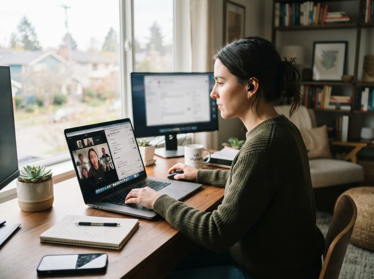 HR specialist working with multiple screens